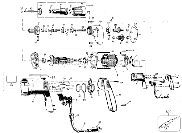 Page A Diagram and Parts List for 2038 Type 100 Black and Decker Electric Drill